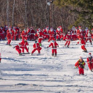 Santas skiing at Sunday River