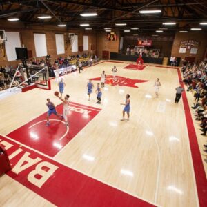 Indoor basketball court at Bates College