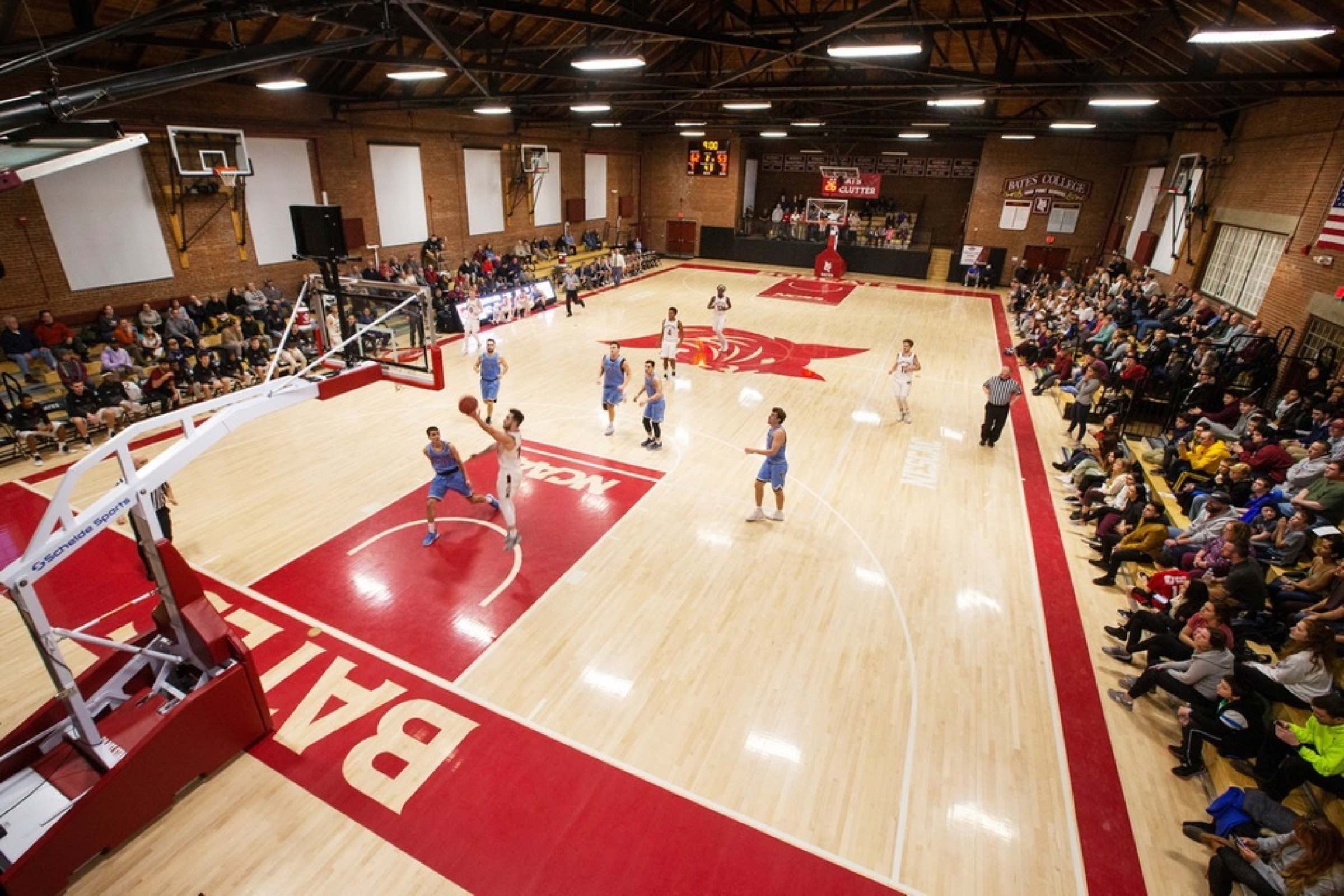 Indoor basketball court at Bates College
