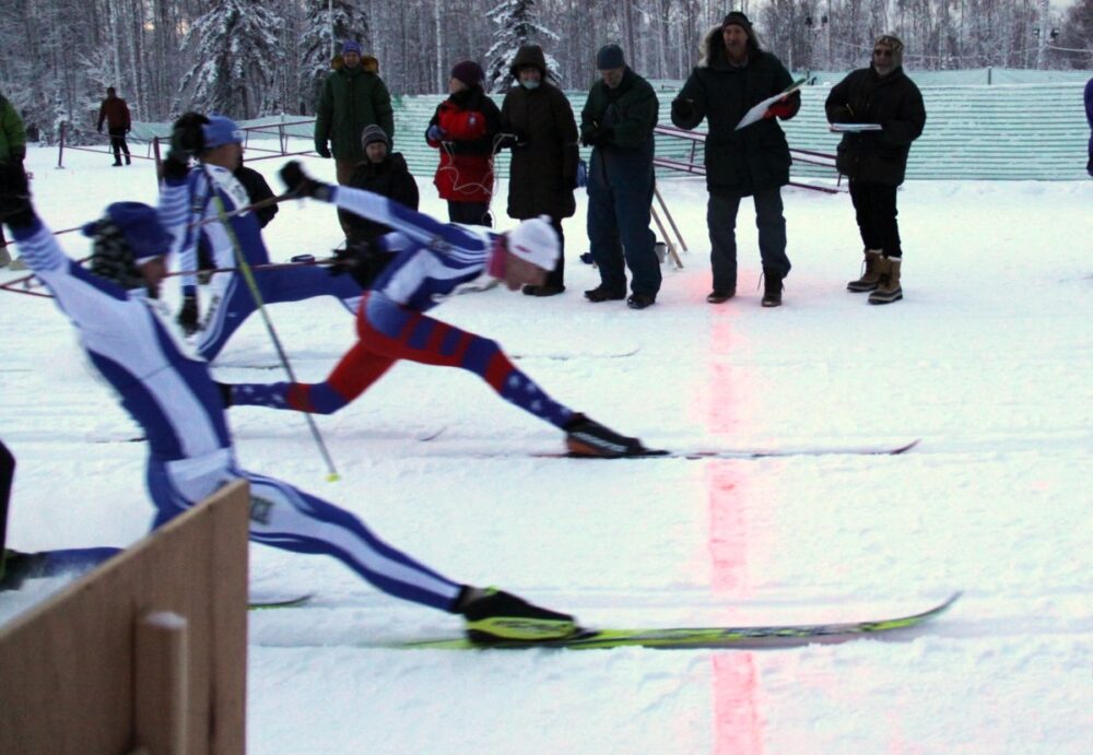 Cross country skiing finish line