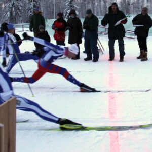 Cross country skiing finish line