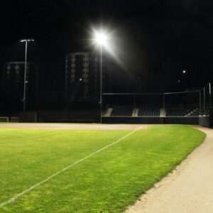 Nighttime baseball field at USM Gorham Campus